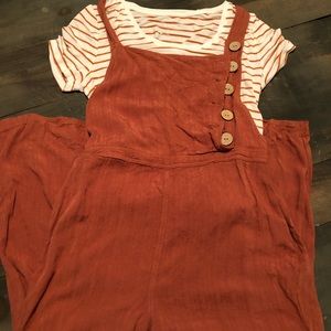 Romper and Stripped Shirt